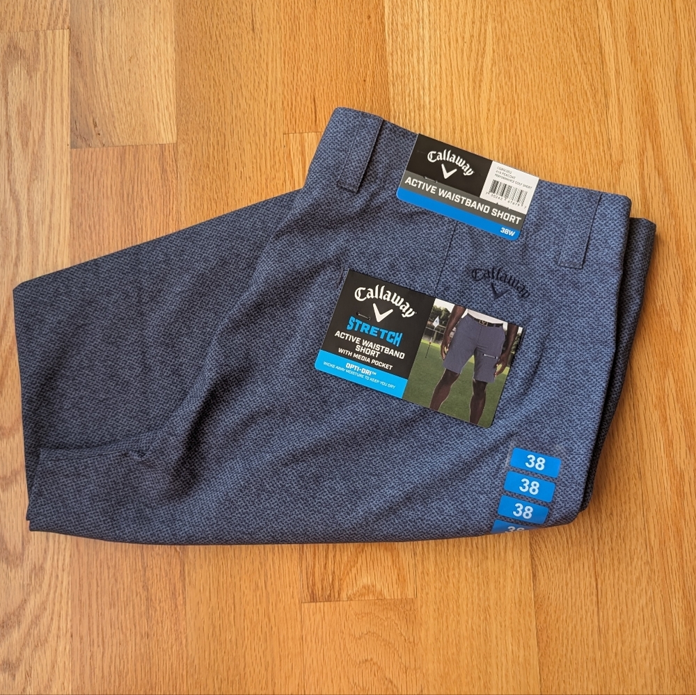 NWT Callaway Active Waistband 410 Peacoat blue patterned golf Media Pocket